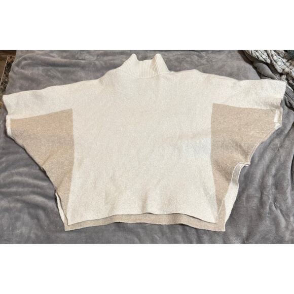 Note di Anita Merino Wool Cashmere Blend Poncho High Neck Beige Tan Size S/M - Picture 2 of 5